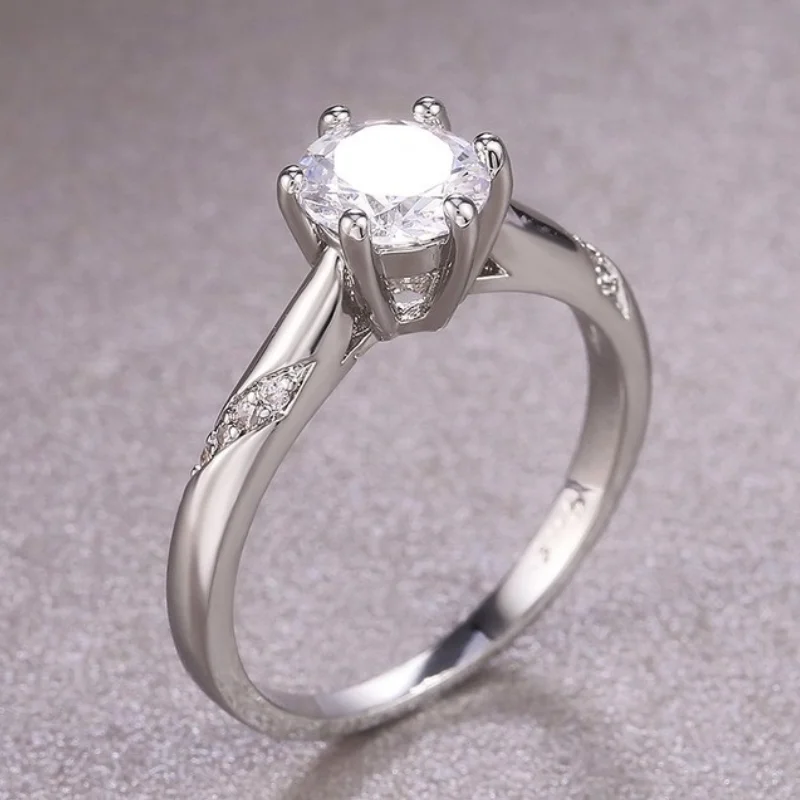 CAOSHI Delicate 6 Claws Solitaire Wedding Rings for Women Top Quality Silver Color Classic Engagement Party Jewelry Promise Gift | Украшения