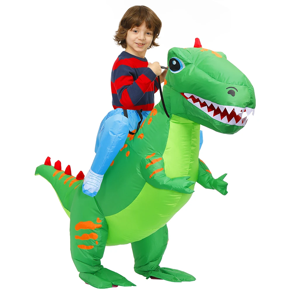 

Kids Green Dinosaur Mascot Inflatable Costumes Halloween Cosplay Costume Carnival Party Role Play Disfrace for Girls Boys