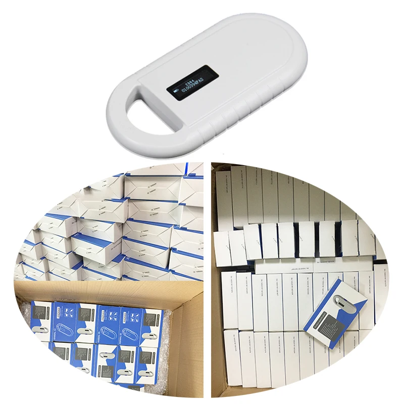 Lector portátil de chips de animales, FDX-B, 134,2 Khz, OLED, escáner de microchip para identificación de vidrio RFID, transpondedor