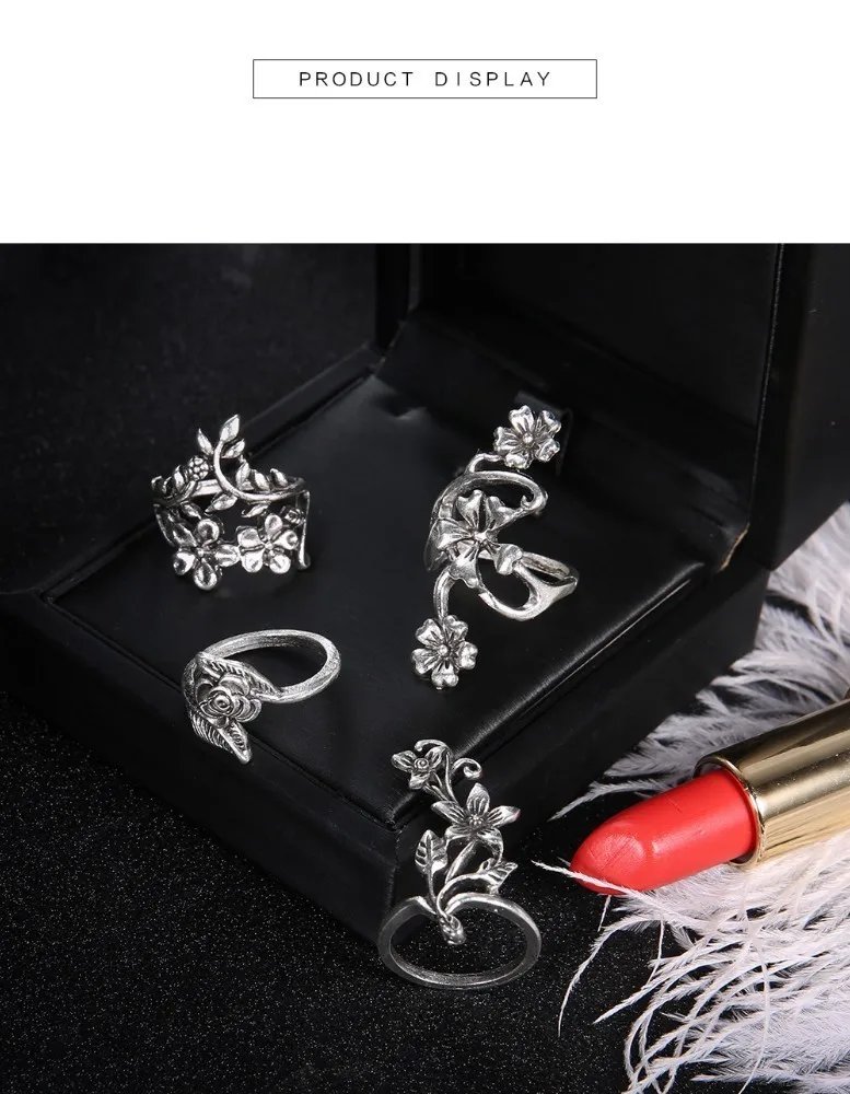 Bague Femme, винтажные кольца для женщин, геометрической формы, в стиле бохо, цветок, кристалл, кольцо на кончик пальца, набор, богемный, миди, ювелирные изделия, серебряный цвет