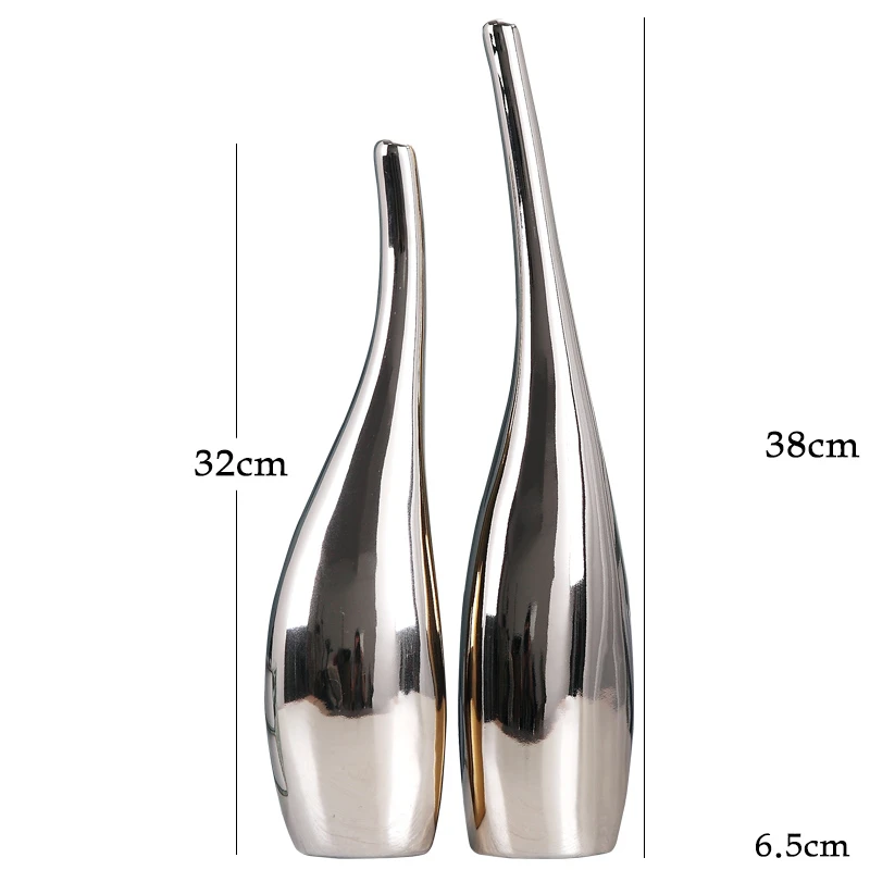 2Pcs Creative black and white home living room bedroom TV cabinet crafts decoration golden ceramic art flower arrangement vase