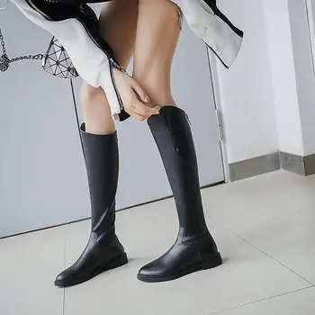 

Bottes femme Motorcycle boots women riding boots cow leather stovepipe keep warm knight boots women knee-high boots botas mujer