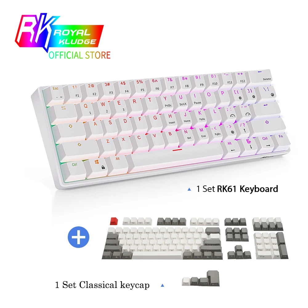 RK61 Mechanical Gaming Keyboard TKL 61 Keys Wireless Bluetooth 60% RGB Blue Brown Red Switch Keycaps PBT Classical Keycap RK61 Mechanical Gaming Keyboard TKL 61 Keys Wireless Bluetooth 60% RGB Blue Brown Red Switch Keycaps PBT Classical Keycap