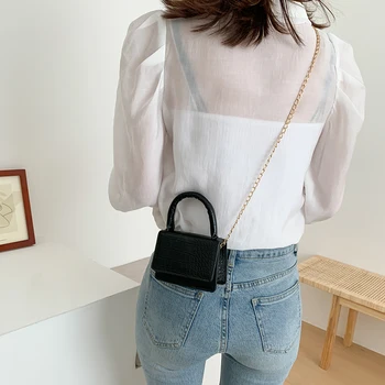 

Fashion Pattern Women Chain Shoulder Bags Mini Leather Messenger Tote Handbag Chain Female Elegant Shoulder Handbags