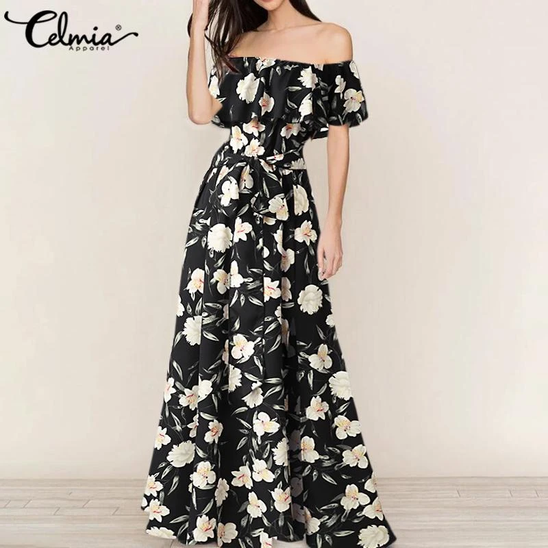 Robe longue epaule dénudée boheme Clearance