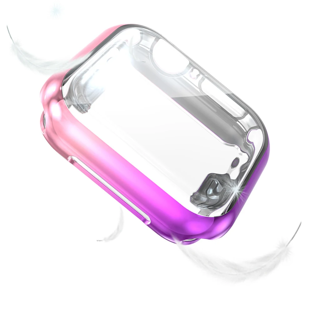 Полный защитный чехол для Apple Watch 4, 5, 3, 2, 1, для iwatch 44 мм, 40 мм, 38 мм, 42 мм, защита экрана, градиентное покрытие, ТПУ, оболочка - Цвет: Pink Purple
