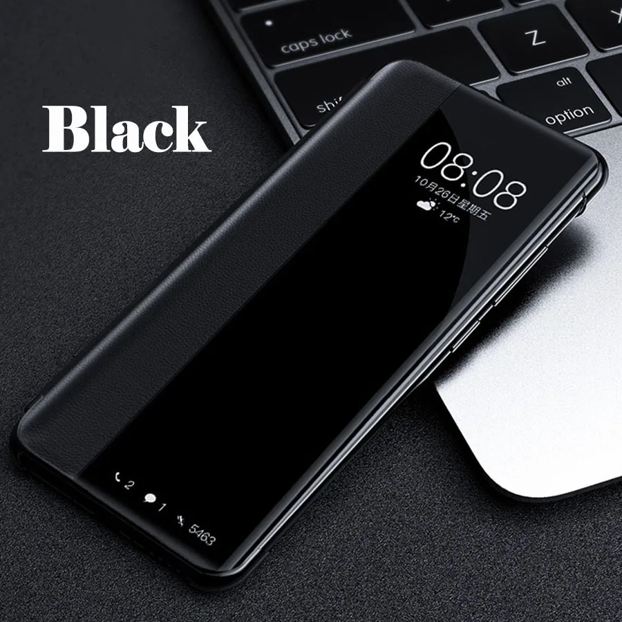 P 30 Защитный чехол для huawei p30 p20 p 20 светильник pro lite folio откидная крышка 20 p 30 p p30pro Роскошный чехол для телефона с сенсорным окном - Цвет: Black