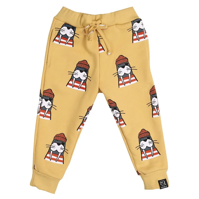 Pants(no fleeced) Г. kukukid/зимние спортивные штаны для маленьких мальчиков и девочек с героями мультфильмов детские модные брендовые штаны с принтом животных, польские свободные хлопковые штаны для малышей - Цвет: Pants(no fleeced)