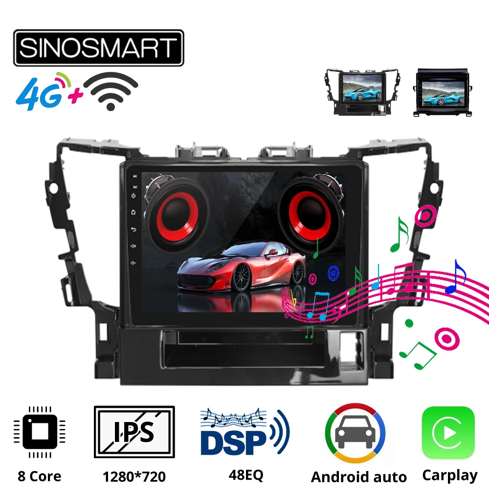 Sinosmart 8 ядер DSP 48EQ автомобиль для Toyota Alphard 20 серии 2010 2015 GPS навигация радио 2din 2.5D IPS/QLED
