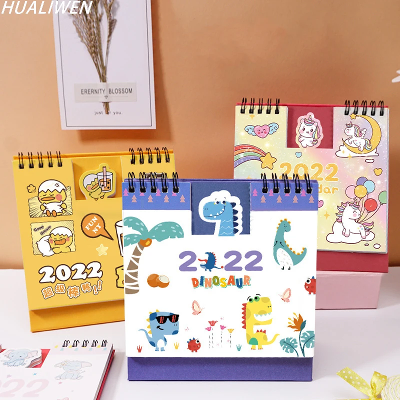 Kawaii Cartoon Animal 2022 Desk Calendars Cute Daily Schedule Planner Yearly Organizer Stationery Office School Supplies