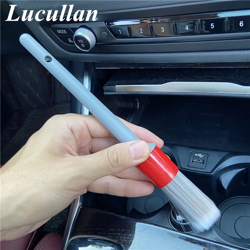 Lucullan 슈퍼 소프트 합성 강모 디테일링 브러쉬 세트 바퀴, 타이어, 엔진 베이, 가죽 시트, 도어 패널용 PP 핸들