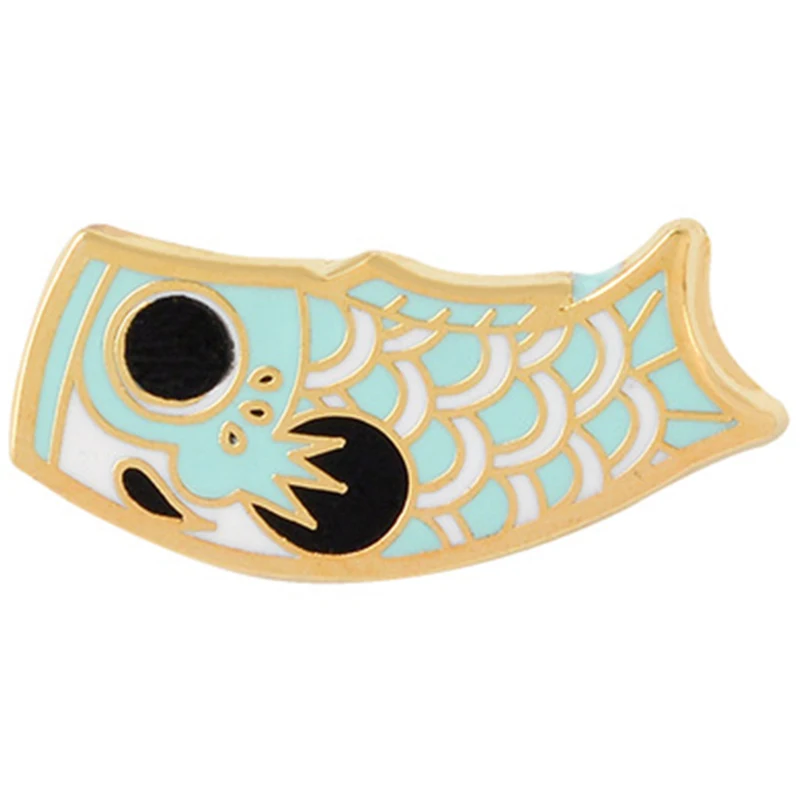 Cartoon Fish Flag Carp Brooch Japanese Koi Soft Enamel Pin Couples
