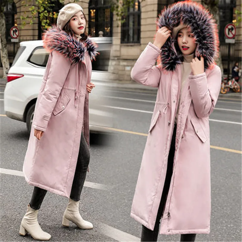 pink Повседневная Женская одежда из хлопка, новинка, большие размеры 6XL, свободная длинная парка, пальто для женщин, осенне-зимние куртки, пальто V1116 - Цвет: pink