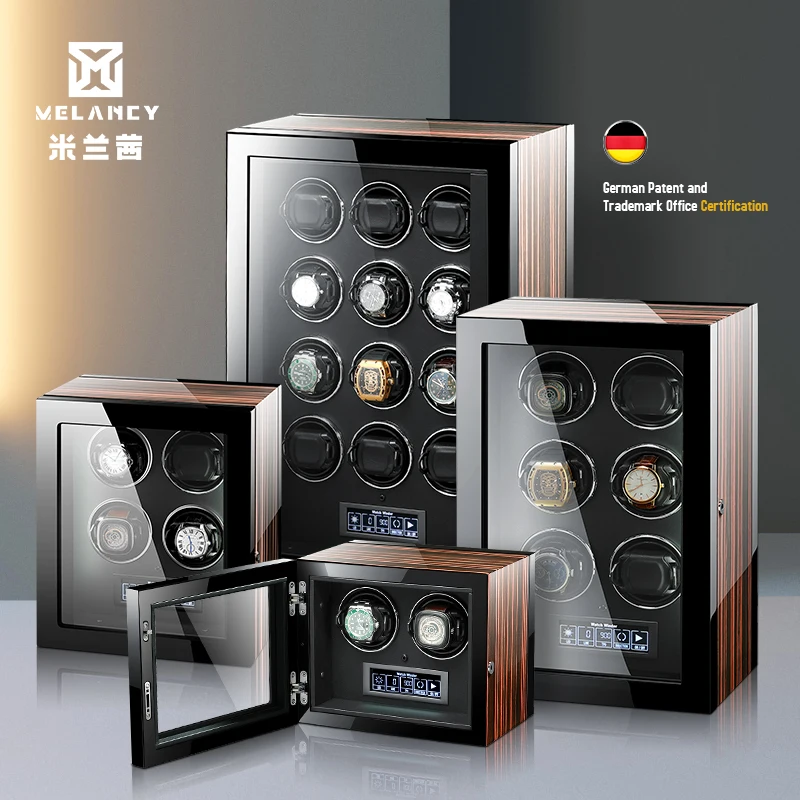 Luxury 2 4 6 9 12 24 Watch Winder Box Automatic Mechanical Watches Wood Storage Mabuchi Motor LCD Touch Screen Glass Holder | Наручные