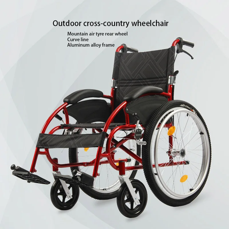 Sports And Leisure Wheelchair Folding Portable Ultra Light Aluminum Alloy Damping Wheelbarrow Disabled Manual Walker