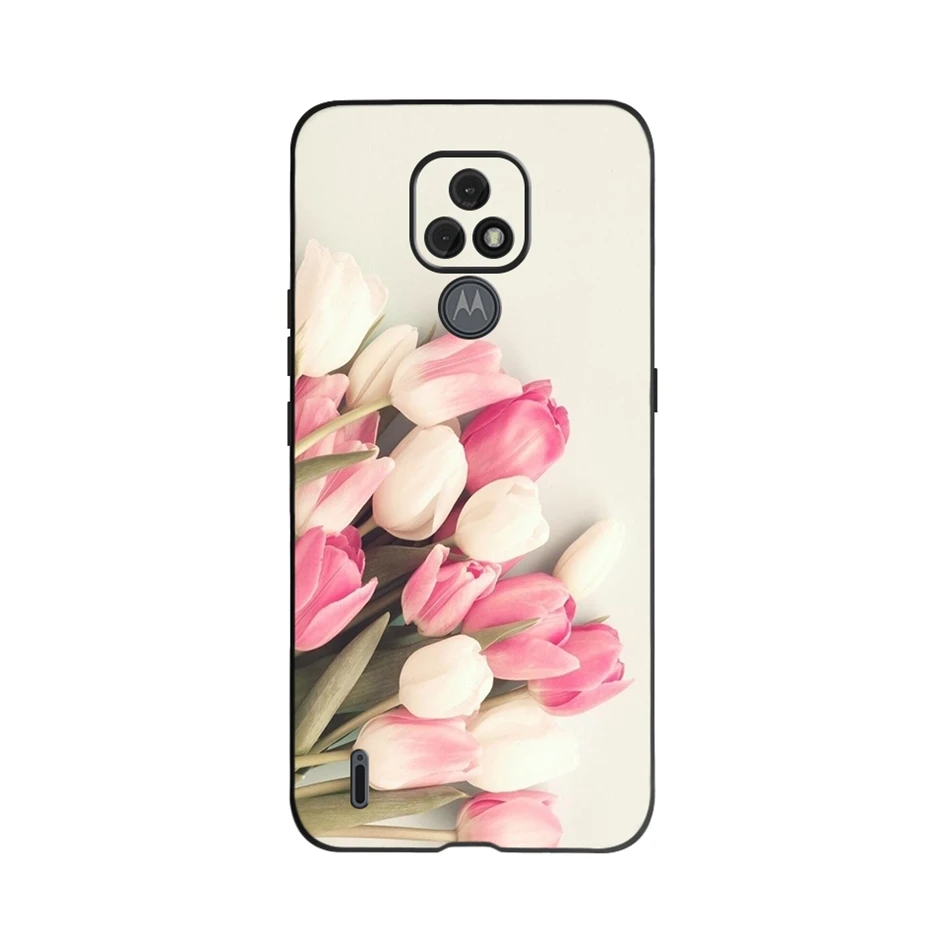 phone flip cover For Motorola Moto E7 Case Beautiful Flowers Butterfly Soft TPU Silicone Phone Cases For Motorola Moto E7 MotoE7 Shell Coque Capa iphone waterproof bag