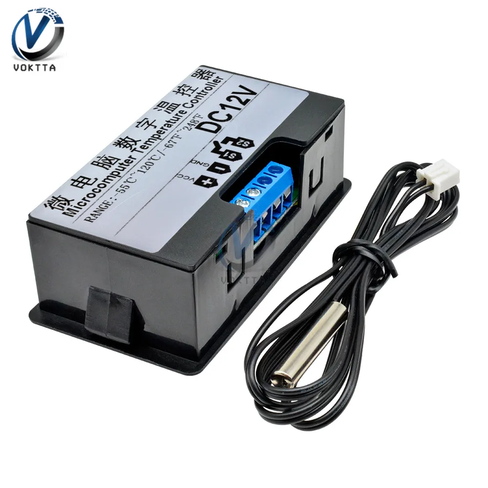 W3231 AC 110-220V DC 12V 24V термометр контроллер температуры цифровой светодиодный двойной дисплей красно-синий термостат с проводом зонда NTC
