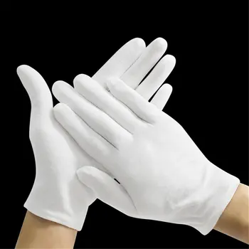 

12 Pairs White Gloves Cotton Soft Thin Coin Jewelry Silver Inspection Work Gloves