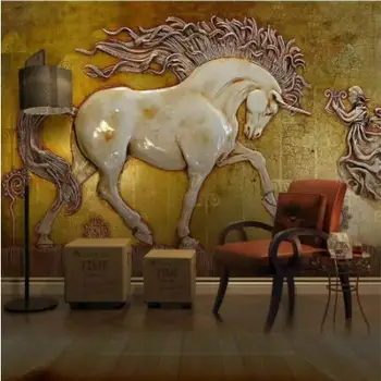 

3D relief embossed horse wallpaper for living room home improvement Decoration modern wallpaper Background Wall Painting
