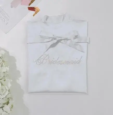 white Bridesmaid Белый велюровый Халат невесты, сексуальный женский халат с вышивкой, свадебное кимоно, одежда для сна, ночная рубашка, платье, женский халат, пижама - Цвет: white Bridesmaid