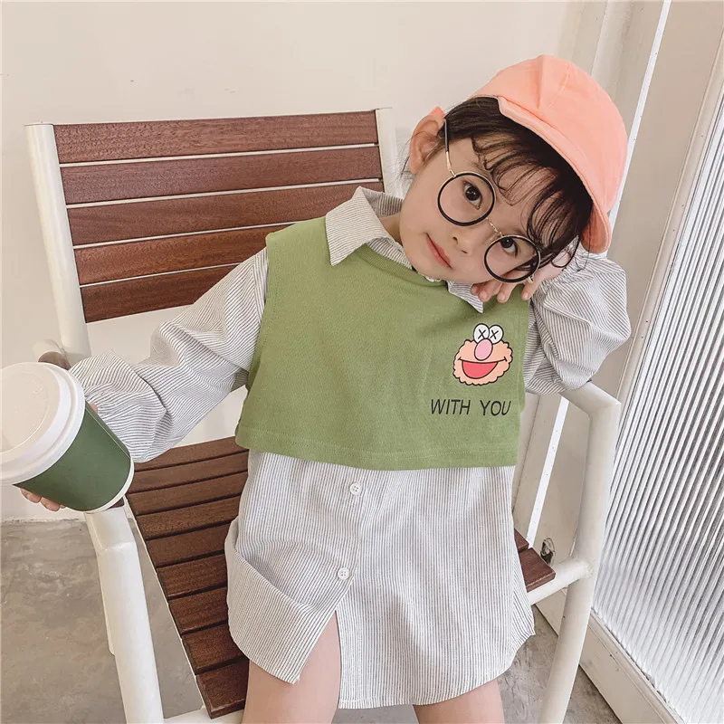 

Girls Spring Clothing Set 2020 New Style Western Style Korean-style CHILDREN'S Vest Two-Piece Set Baby chun qiu wang Red Loose-F