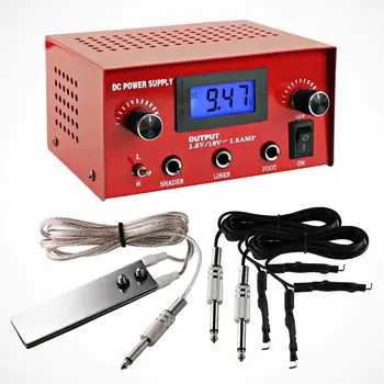 

Dual Digital LCD Tattoo Machine Power Supply LCD Display | Stainless Steel Pedal & 2 Clip Cords Red Tatoo Machine Kit