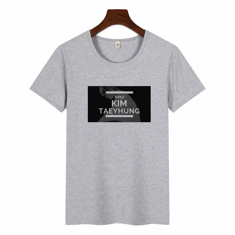 p1460G-grey Новые женские футболки Kpop Idol TAEHYUNG с надписью Pritn, женские повседневные топы с короткими рукавами, футболки, летние модные футболки в Корейском стиле для девочек - Color: p1460G-grey