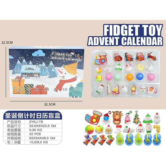 2021 Fidget Toys Advent Calendar Christmas Gift 24 Days Pack Set Anti Stress Kit Stress Relief Figet Toy Blind Box Kids Gift P