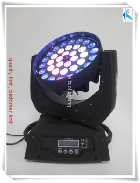 E-8lights rgbw 4 в 1 36x10 Вт лампы размытого света led zoom moving head light с кольцевым эффектом