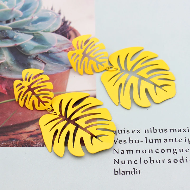 Metal leaves Earring Geometric Metal Swing Drop Earings for Women 6 clours Style Fashion Female Jewelry