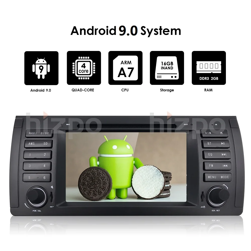 Cheap Car DVD Player GPS Audio Radio For BMW 5 Series X5 E53 E39 M5 Android 9.0 1024*600 Quad Core 4X1.6GHz CPU 2GB/16GB Flash Stereo 7