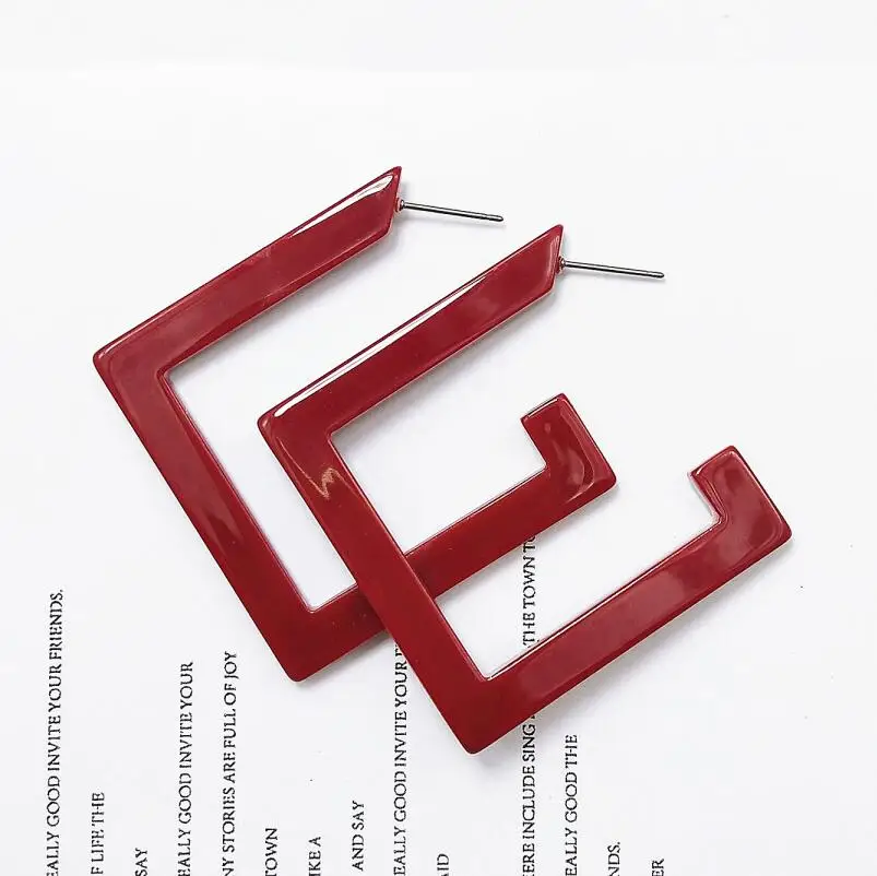 square red Новые серьги-висюльки, большая инструкция акриловая полоса, круглые серьги, длинные геометрические серьги для женщин - Окраска металла: square red