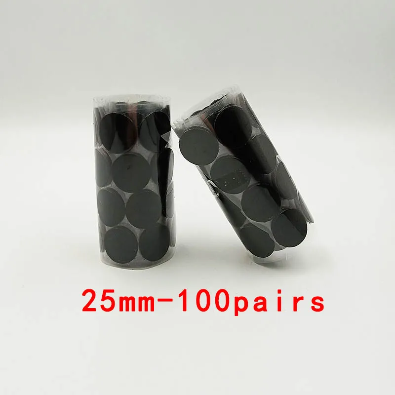 25mm 100pairs Black 100 пар 10 мм многоцветная клейкая крепежная лента точки нейлон липкий крючок и петля Волшебная наклейка двухсторонняя круглая самоклеящаяся - Цвет: 25mm 100pairs Black