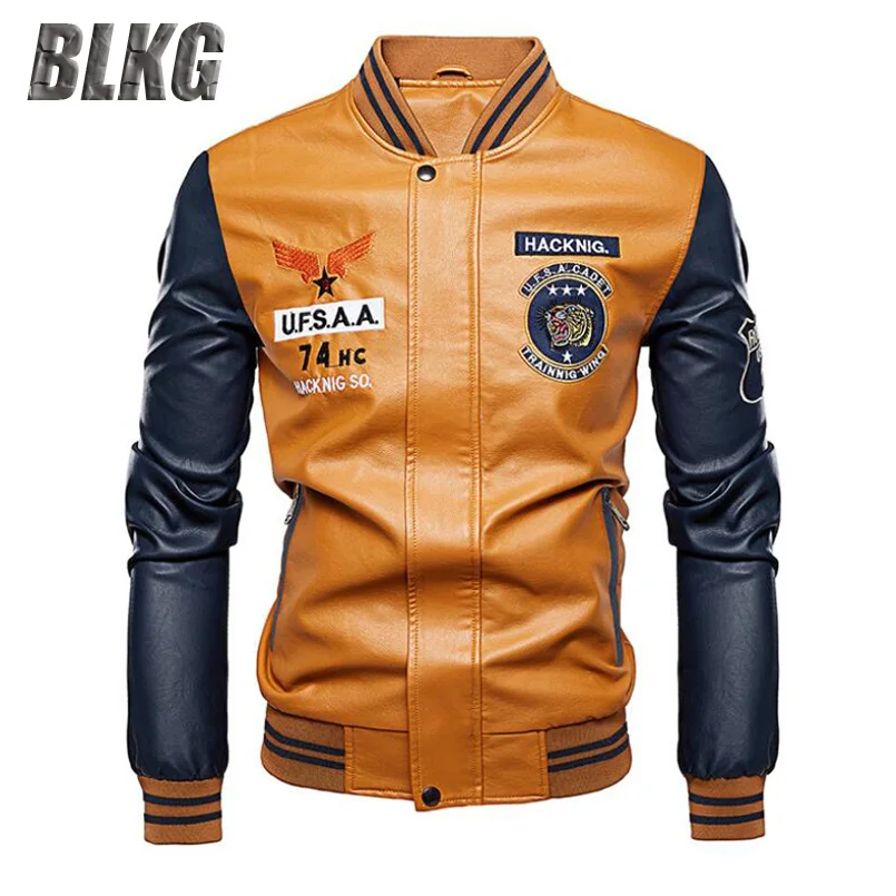 Мужская куртка из искусственной кожи blкг Флисовая теплая в стиле милитари