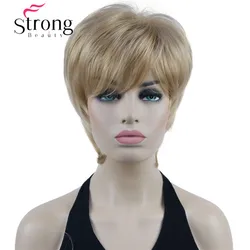 StrongBeauty Short Layered Blonde Highlighted Shag Classic Cap Full Synthetic Wig Women's Wigs COLOUR CHOICES