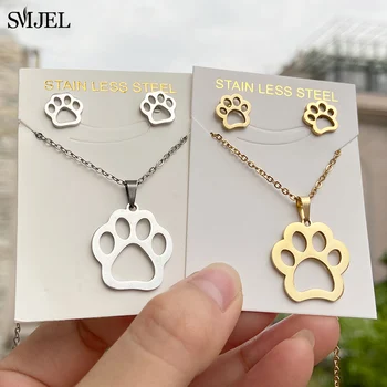 Set de joyeria con forma de pata de perro para mujer