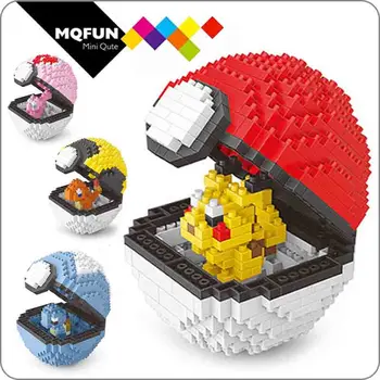 

Pocket Monster Anime Pokeball Love Ultra Premier Dive Ball Mew Pikachu Charmander Raichu Diamond Mini Blocks Building Toy Gift