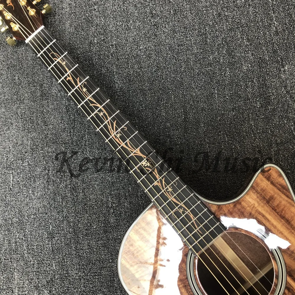 Винтажная Акустическая гитара K24, инкрустация лозы K24ce, акустическая электрогитара KOA K24c, акустическая гитара,, акустическая гитара