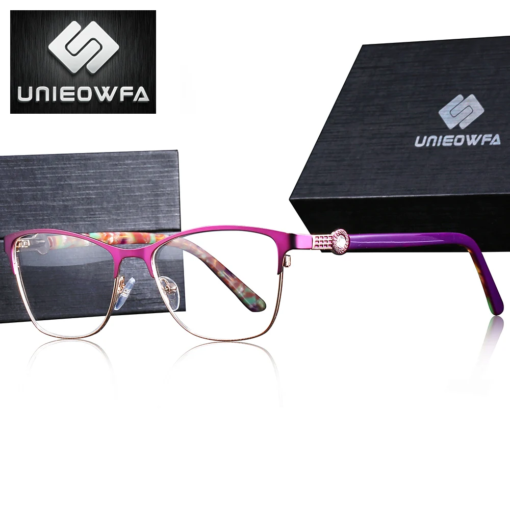 

Prescription Frame Glasses for Women Clear Transparent Eyeglasses Stainless Steel Frame Optical Myopia Degree Spectacles Brand