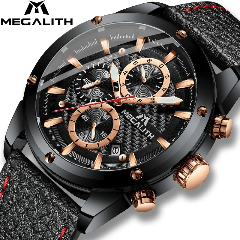 MEGALITH мужские часы Montre Homme 2019 многофункциональные кварцевые с циферблатом для
