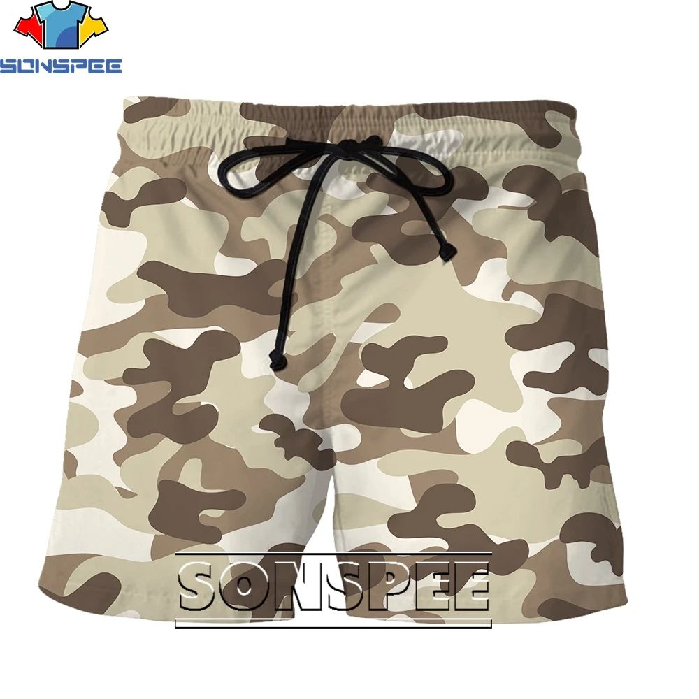 SONSPEE 3D Printing Army Training Camouflage Shorts Summer Men Women Personality Fashion Street Trend Sports Beach Short Pants