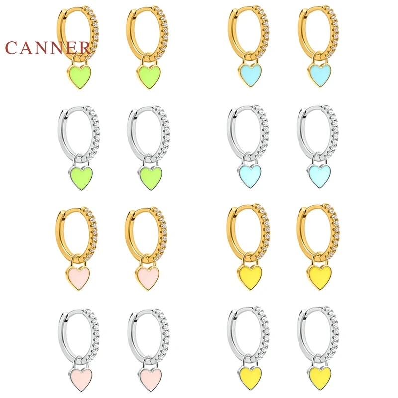 CANNER-Pendientes geométricos de Plata de Ley 925 auténtica Ins para mujer, Piercing de gota de agua, aros, joyería de circón