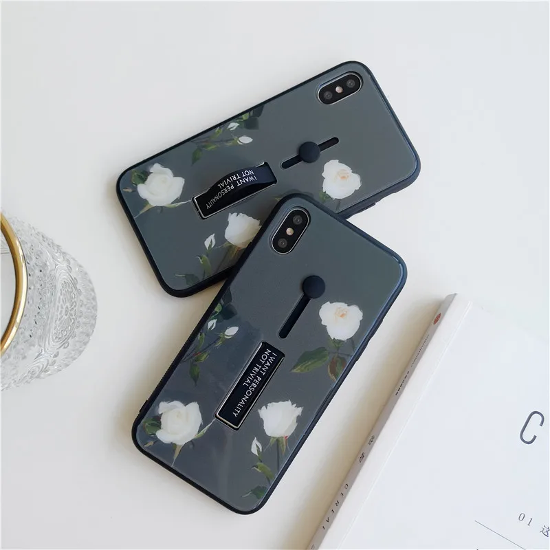 Чехол для Iphone 7 X XR 8 6S XS 6 роскошный модный ретро простой цветок петля кольцо чехол