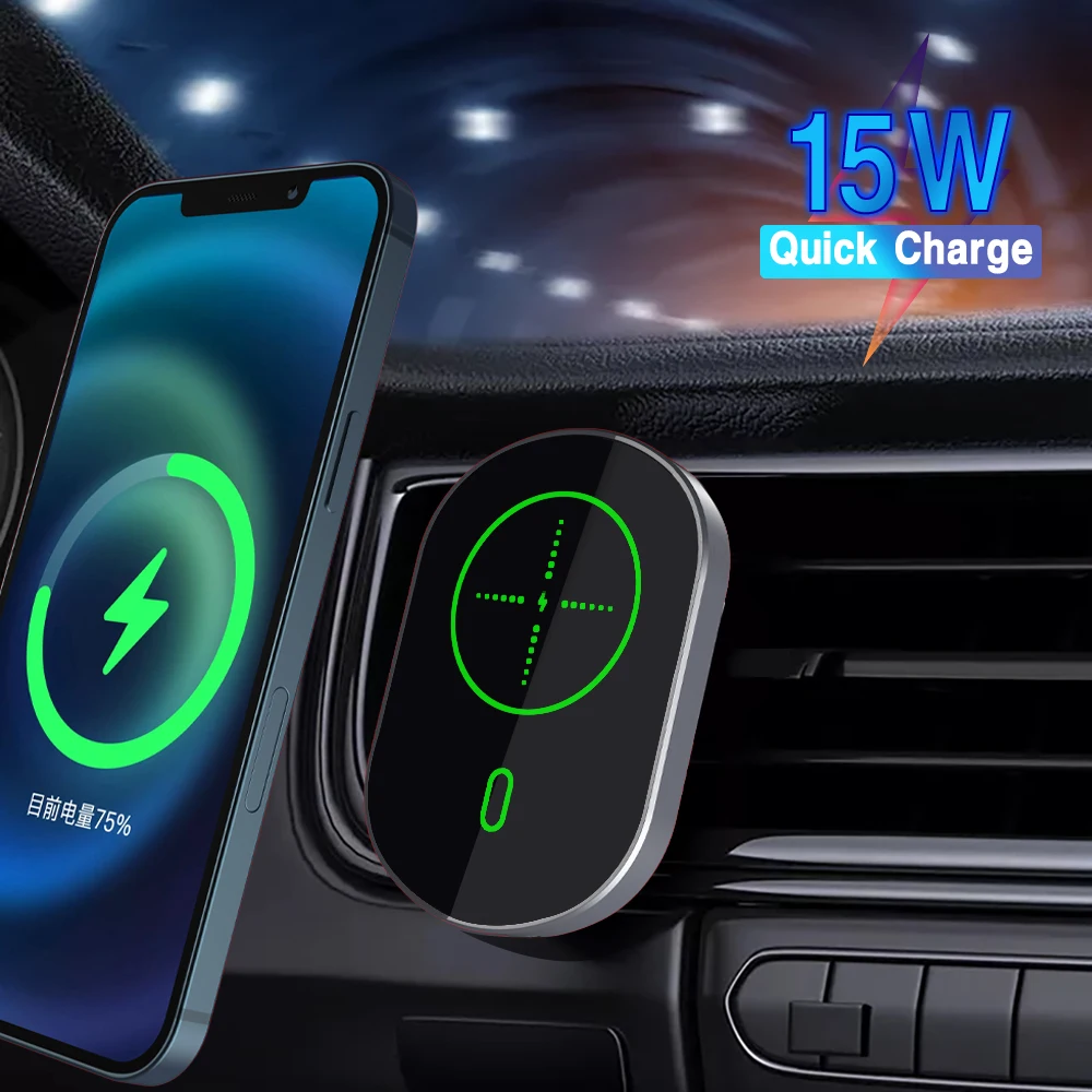 15W Qi Magnetic Wireless Car Fast Charger For iPhone 11 12 Pro Max Mini For Huawei Mate40 P40 Pro Xiaomi 10 11 Pro Fast Charger