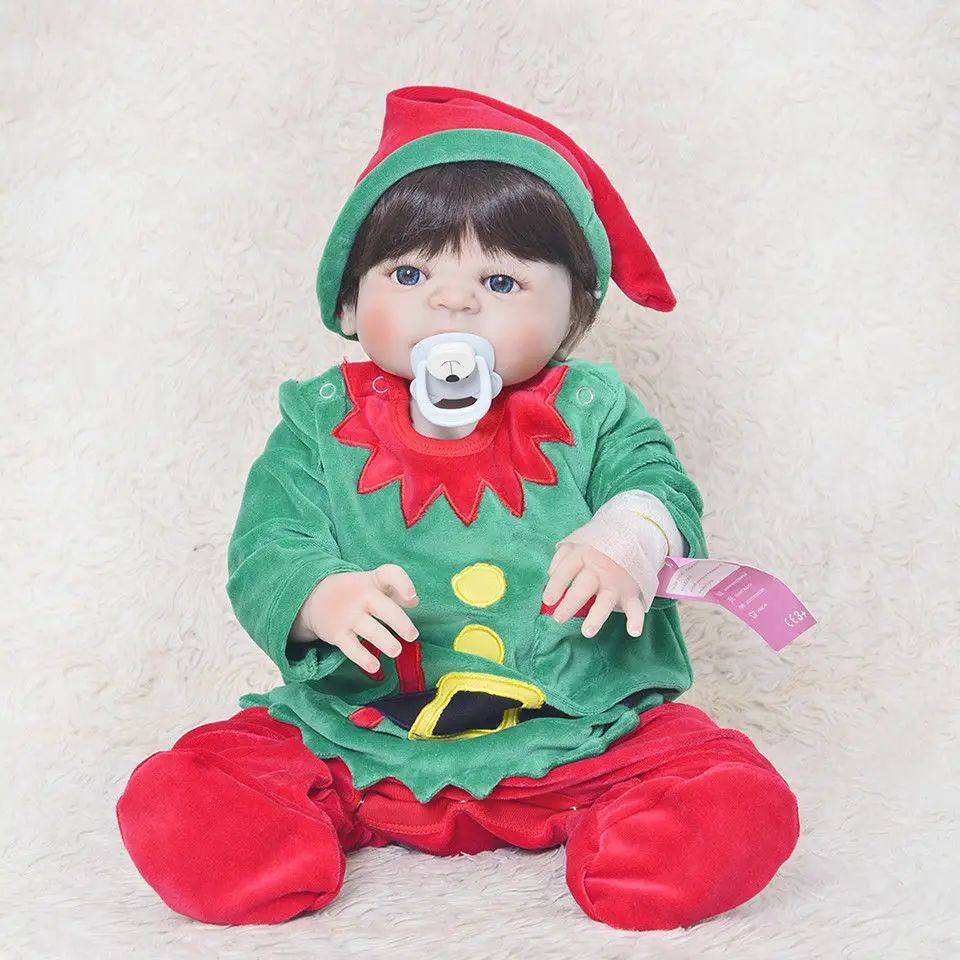 Xmas Full Body Silicone Nursing 22'' Reborn Baby Doll Boy Handmade Toddler Gifts Toys For Girls Toys For Children