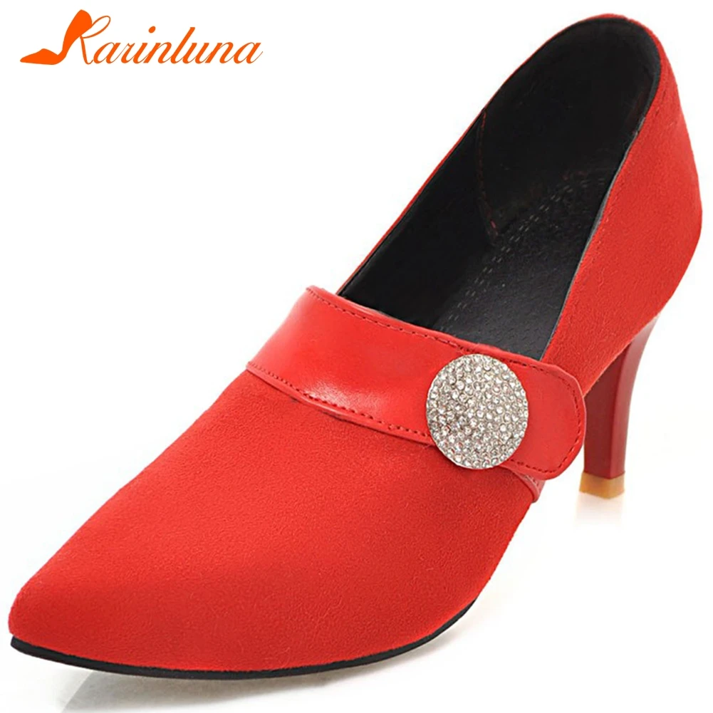 

KARINLUNA Hot Sale Ladies High Heels Date Pumps mixed-color Pointed Toe OL Pumps Women Office Elegant slip-on Shoes Woman