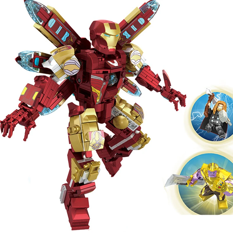 Супергерой эндгам MK85 мех танос Железный Человек Робот Броня marvel строительные блоки наборы Кирпичи Детские наборы фильм идеи трон