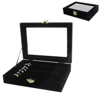 

1 Pcs Jewelry Display Organizer Box Tray Holder Storage Case Velvet Glass Ring Earring