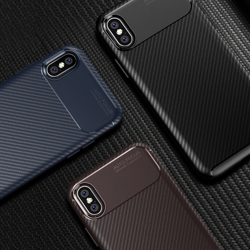 Case For iPhone 7 Plus 8 plus Silicone Carbon Fiber TPU X XR XS Max Phone 6 6s Back Cover |