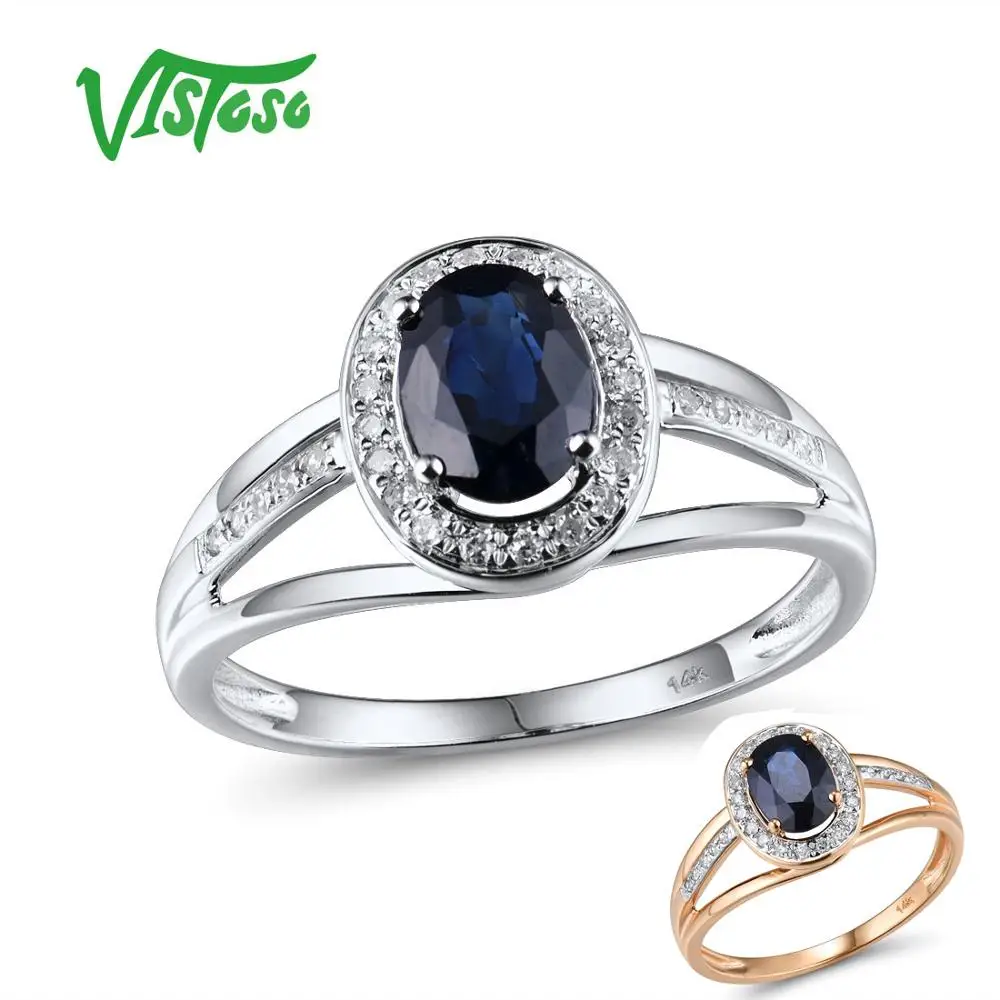 VISTOSO 14 K кольца из белого золота для женщин подлинные сверкающие бриллианты